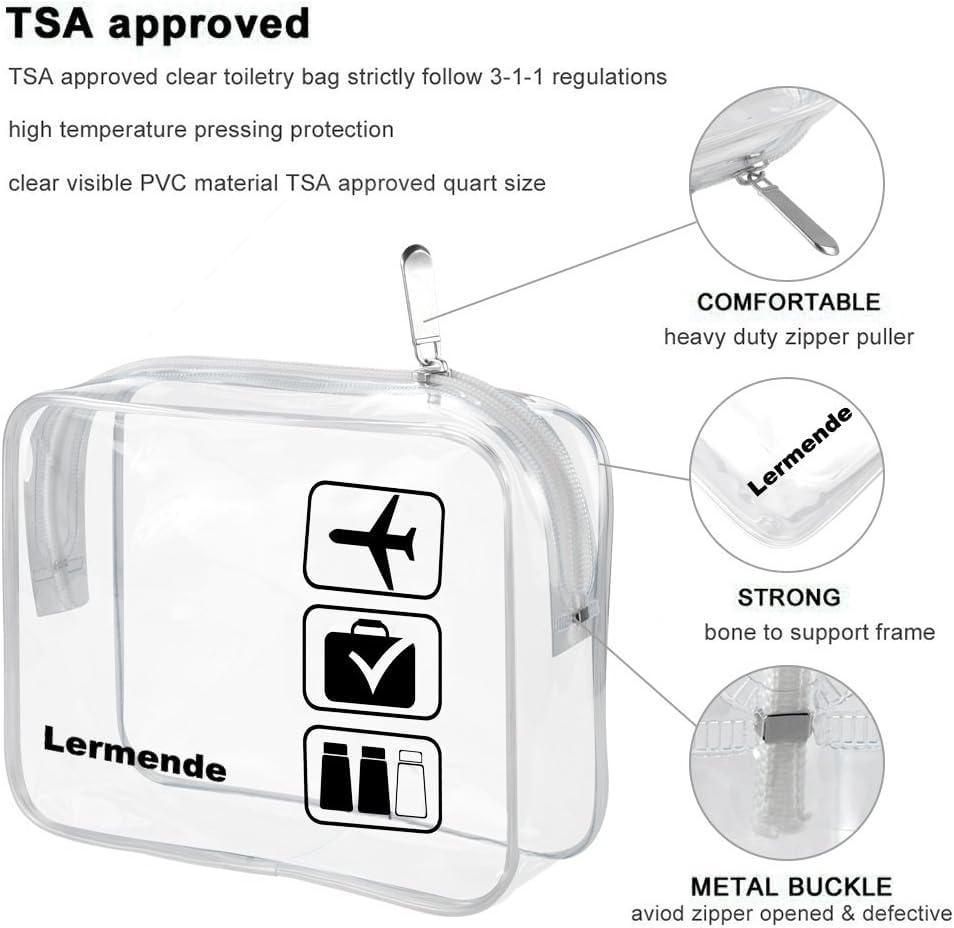 Clear Toiletry Bag TSA Approved Quart Size Travel Carry On (2 Count)