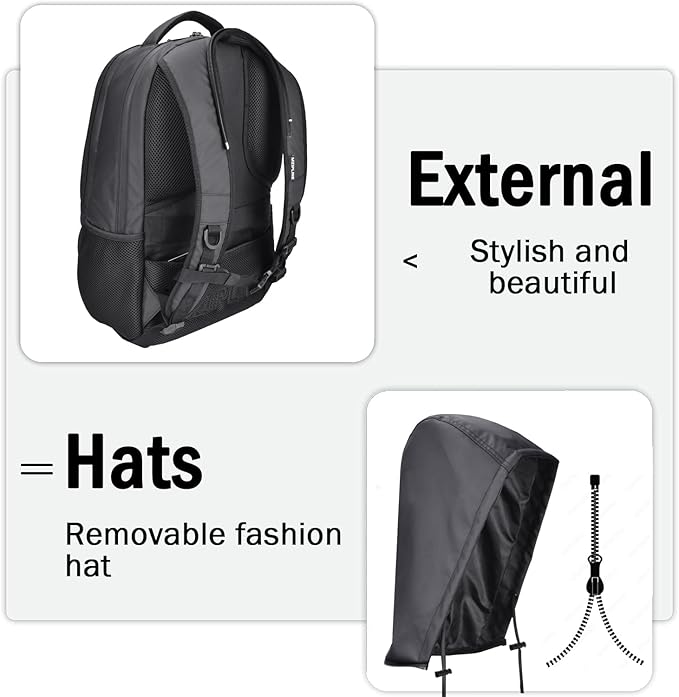 Activated Carbon Lined Backpack Bag With Comb Lock & Hoodie Water Resistant,Anti Theft Laptop Daypack Travel bags for Men & Women Travel