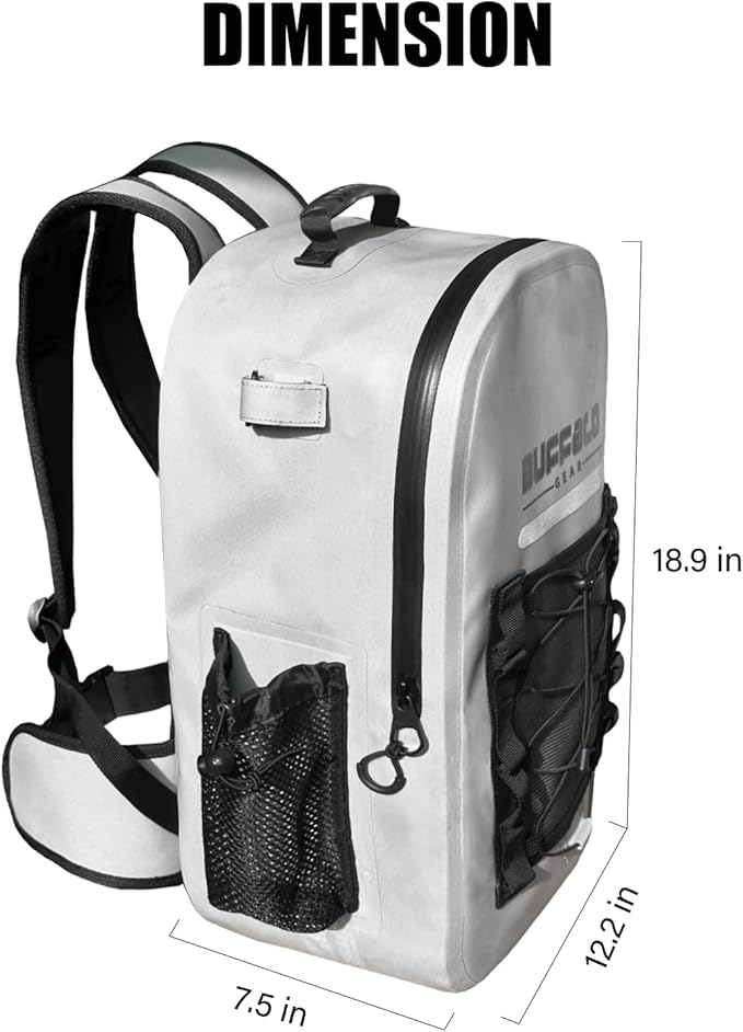 Buffalo Gear Waterproof Fishing Backpack With Rod Holder, 26L Fly Tackle Storage for Fishing