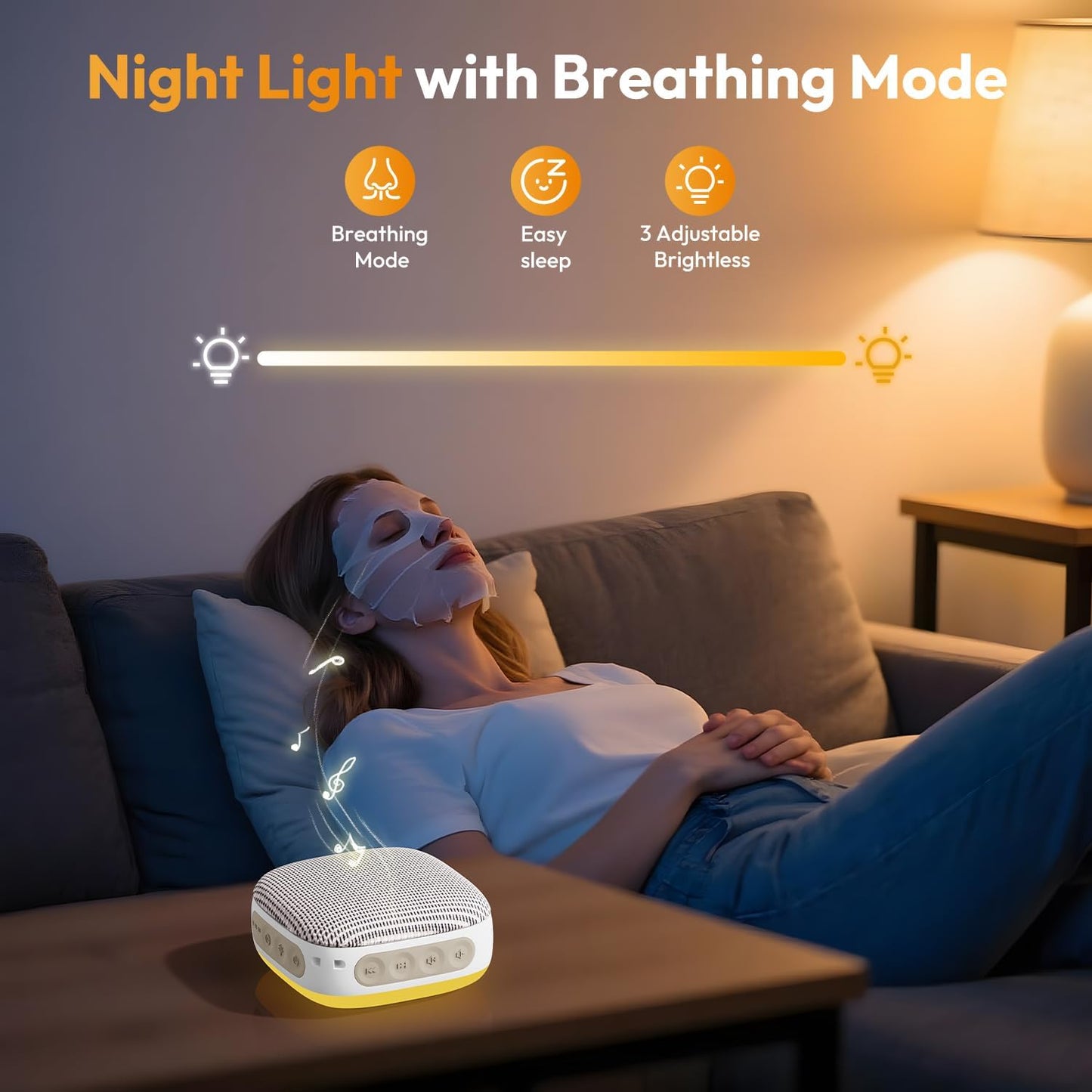 Portable Sound Machine for Travel, White Noise Sound Machine for Sleeping with Night Light, Mini Noise Machine with 20 Quality Non-looping Sounds, Headphone Jack, Memory, Timer for Adults,Hotel