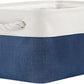 TheWarmHome Storage Bins for Shelves - 1 Pack 13.8x9.7x6.7 inch Collapsible Storage Basket for Organizing, Dog Toy Bin for Closet Organizer laundry Cloth Nursery (White & Jean Blue)