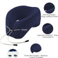Travel Pillows for Airplanes, Neck Pillow Airplane, Airplane Travel Accessories with Eye Mask, Earplugs & Storage Bag, Ergonomic Memory Foam Neck Pillow for Sleeping, Flights, Cars, Office (Navy Blue)