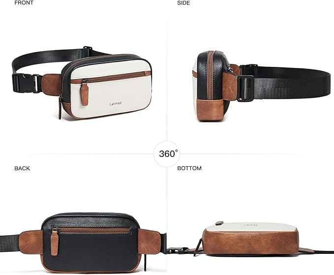2L Fanny Packs Everywhere Belt Bag Small Fashion Crossbody Waist Pack Faux Leather Waterproof Sling Chest Bag For Women Black White