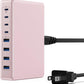 200W USB C Charger Block,GaN IV Charging Station 8 Ports,QC4.0 Fast Charging Station Hub+PD 65W USB C Laptop Charger Adapter Compatible with MacBook Air/Pro,DELL,iPhone 16/15,iPad,Steam Deck-Pink - Roamly