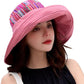 Women Wide Brim Sun Hats Metal Wired Edge Summer UV Protection Beach Fishing Hat for Hiking Garden Travel Chin Strap