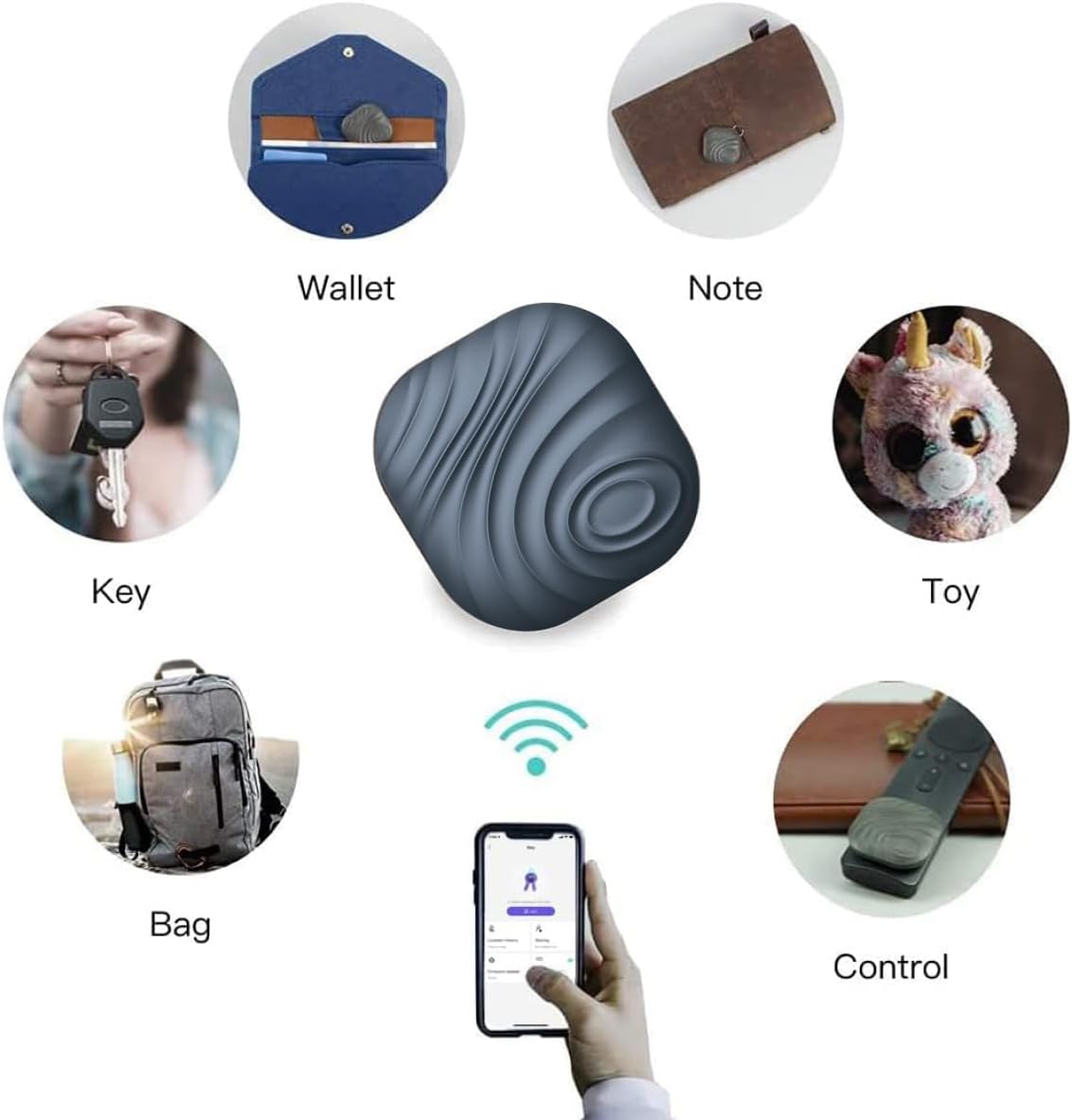 Findhting Key Finder Tag - Bluetooth Tracker Item Locator with Key Chain - Both iOS and Android Compatible for Keys Pet Wallets or Backpacks and Tablets (Blue-One)