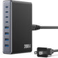 200W USB C Charger Block,GaN IV Charging Station 8 Ports,QC4.0 Fast Charging Station Hub+PD 65W USB C Laptop Charger Adapter Compatible with MacBook Air/Pro,DELL,iPhone 16/15,iPad,Steam Deck-Black - Roamly