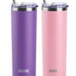 koodee 20 oz Skinny Tumbler (2 Pack) Stainless Steel Double Wall Insulated Water Tumbler Cup with Straw, Slim Travel or Women Diy Birthday Gift (Purple-Pink)