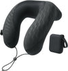 BENEUNDER Travel Neck Pillow for Airplane, Inflatable Compact 360°Head Support Pillow, Comfortable Breathable Cover for Travel, Train,Car with Storage Bag, Black