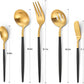 Matte Black Gold Serving Silverware Set, 5-Piece Round Shared Utensils Set of Stainless Steel, Hostess Flatware Serving Set, Satin Finish, Dishwasher Safe
