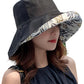 Women Wide Brim Sun Hats Metal Wired Edge Summer UV Protection Beach Fishing Hat for Hiking Garden Travel Chin Strap