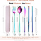 AARAINBOW 6 Pieces 18/8 Stainless Steel Flatware Set Portable Reusable Cutlery Set Travel Utensils Set Including Chopsticks Knife Fork Spoon Straws Cleaning Brush Dishwasher Safe (Multicolored)
