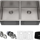 KRAUS Standart Pro 33 -inch Undermount 50/50 Double Bowl 16 Gauge Stainless Steel Kitchen Sink, KHU102-33