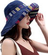 Women Wide Brim Sun Hats Metal Wired Edge Summer UV Protection Beach Fishing Hat for Hiking Garden Travel Chin Strap