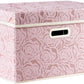 PRANDOM Collapsible Storage Boxes with Lids Fabric Decorative Storage Bins Cubes Organizer Containers Baskets with Cover Handles Divider for Bedroom Closet Living Room 14.9x9.8x9.8 Inch 1 Pack