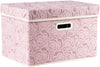 PRANDOM Collapsible Storage Boxes with Lids Fabric Decorative Storage Bins Cubes Organizer Containers Baskets with Cover Handles Divider for Bedroom Closet Living Room 14.9x9.8x9.8 Inch 1 Pack