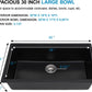 30 Granite Composite Kitchen Sink - Donsdey 30 Inch Black Kitchen Sink Undermount Granite Quartz Composite Ledge Workstation Matte Black Under Counter Single Bowl Sink Basin