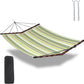 TegerDeger 12FT 2 Person Hammock Large Hammock Quick Dry 450LB Capacity with V Shaped Hardwood Spreader Bar & Nylon Rope for Outside, Patio, Garden, Backyard, Beach, Poolside - Tender Green Stripes