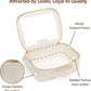 PACKISM Medium Clear Makeup Bag - PU Leather Clear Travel Bags for Toiletries Car Bag for Essentials, with Message Card Cosmetic Bags Makeup Case for Women Gift (Cream Medium)