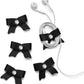 SenseAGE 5 Pack Cord Organizer, Bow Cord Keeper, Cable Organizer USB Holder, Leather Cable Management, Cable Straps, Earphone Winder, Storage Straps for Electronics, Earbuds, Small, Black