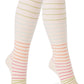 Cotton Compression Socks for Women & Men. 15-20 mmHg Support Knee-High Nude Stripes M/L