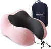 Travel Pillow, Best Memory Foam Neck Pillow Head Support Soft Pillow for Sleeping Rest, Airplane Car & Home Use (Pink)