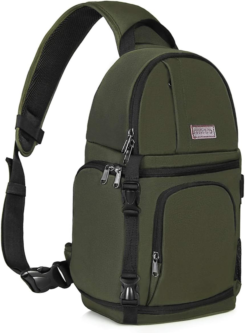 MOSISO Camera Sling Bag, DSLR/SLR/Mirrorless Camera Backpack Case Shockproof Photography Backpack with Tripod Holder & Removable Modular Inserts Compatible with Canon/Nikon/Sony/Fuji