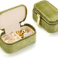 Small Travel Jewelry Case, Mini Tiny Plush Velvet Jewelry Box for Women and Girls, Pocket Size Jewelry holder organizer for Rings Earrings and Small Items(Mistletoe Green)