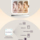 Qislee Makeup Box with A Detachable Lighted Mirror, Waterproof Travel Train Case, Cosmetic Organizer and Makeup Suitcase with Adjustable Dividers, Magnetic LED Mirror(Golden Brown)