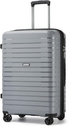 Kono 24 Inch Expandable Luggage Suitcase with Spinner Wheels, Durable Hardside Checked Luggage with Hidden Cup Holder, Lightweight Hard Shell Medium Suitcase with TSA Lock(Light Grey)