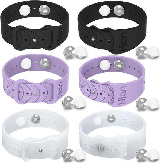 Motion Sickness Bands Anti Nausea Acupressure Wristband Sea Sickness Wristbands Nausea Bands(3Pairs-Black+Purple+Transparent)