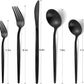 Matte Black Silverware Set, VANVRO 60-Piece Stainless Steel Flatware Set, Satin Finish tableware Cutlery Set, Service for 12, Home and Restaurant, Dishwasher Safe