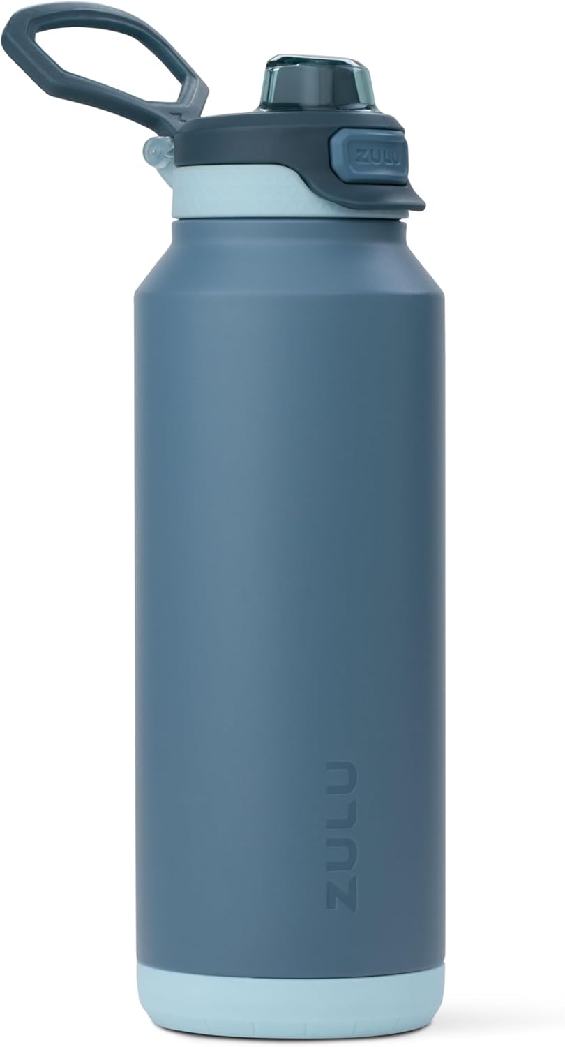 ZULU Powerfill Pro 40oz Stainless Steel Water Bottle with Quick Fill Lid, Triple Walled Vacuum Insulated Metal, Leak Proof Locking Lid, Sip and Chug, Reusable BPA Free, High Tide - Roamly