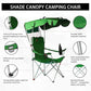 Camping Chairs with Canopy, Portable Quad Lawn Chair for Adults, Folding Recliner Chair with Shade and Cup Holder Outdoor Events,Support 350 LBS… Green