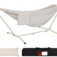 LazyDaze Hammocks Double Hammock with Stand - 2 Person Heavy Duty Outdoor Hammock for Adults, Includes Durable Steel Stand, Portable Carrying Bag and Pillow, Beige