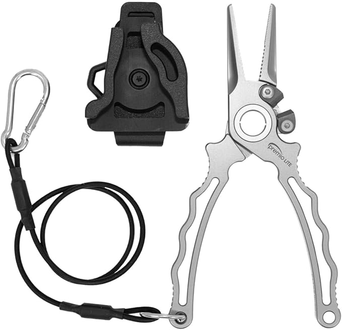 danco Premio Titanium Fishing Pliers, with Lanyard & Leather Sheath, Saltwater-Resistant Pliers for Offshore and Inshore Anglers, Multiple Sizes and Colors Available