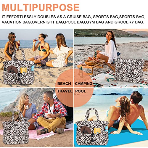 Water Resistant Beach Tote Pool Bags Women Ladies Large Gym Tote Carry On Bag With Wet Compartment for Weekender Travel