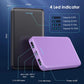 [2 Pack] Portable Charger Power Bank 10000mAh,Ultra Slim Compact External Battery Pack with USB C Input & Dual USB Outputs Backup Charger Compatible with iPhone 14,13, Samsung S20,Tablet-Black+Purple