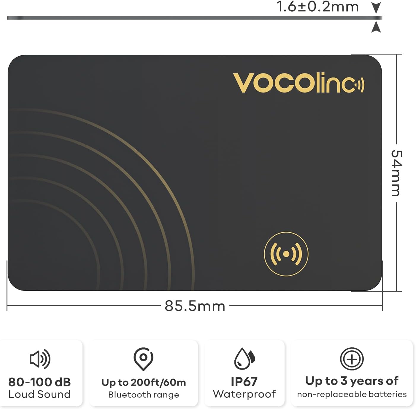 [Apple MFi Certified] VOCOlinc Air Card Tag Wallet Tracker Ultra-Thin 1.6mm, Smart Item Finder Work with Apple Find My APP (iOS Only, Android not Supported), Locator for Luggage Suitcase, Bag,Backpack