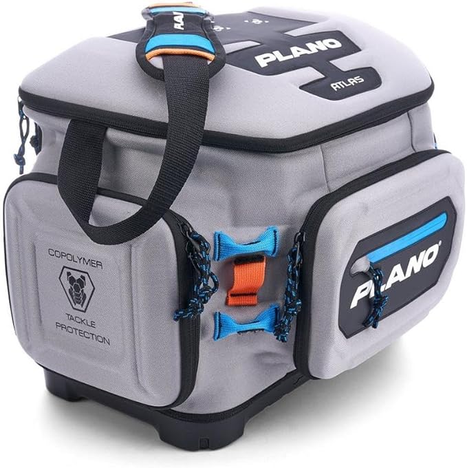 Plano Atlas 3700 Tackle Bag, Premium EVA-Constructed Fishing Tackle Bag, Molded Waterproof Base, Water-Resistant Cell Phone Pocket, Magnetic Tool and Hook Holder