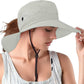 Rosoz Ponytail Sun Bucket Hats for Women UV Protection Foldable Mesh Wide Brim Hiking Beach Fishing Summer Safari