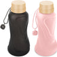 Collapsible Water Bottles 2 Pack,Leak Proof,Reuseable BPA Free Silicone Foldable Water Bottles,Durable Lightweight for Travel Gym Camping Hiking,Compact Size Portable Sports Water Bottle (Black&Pink)