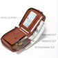 Men's brand buckle driver's license zipper genuine leather wallet, large capacity, multifunctional coin pocket (Yellowish brown)