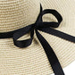 Womens Straw Hat Foldable Wide Brim Floppy Beach Sun Hat for Women Roll up Cap UPF 50+ Adjustable Strap Vacation