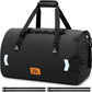 Waterproof Duffel Bag, 30L Roll-top Motorcycle Dry Bag with Air Valve & Quick-fixed Straps, Travel Duffle Bags for Kayaking Paddle Boarding Rafting Boating Camping Riding Fishing - Black