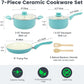 Pots and Pans Set, 7 Piece Nonstick Ceramic Cookware Set, Kitchen Induction Cookware Sets, Pots and Pans Non Stick with Stay Cool Handle, 100% PFOA Free, Turquoise
