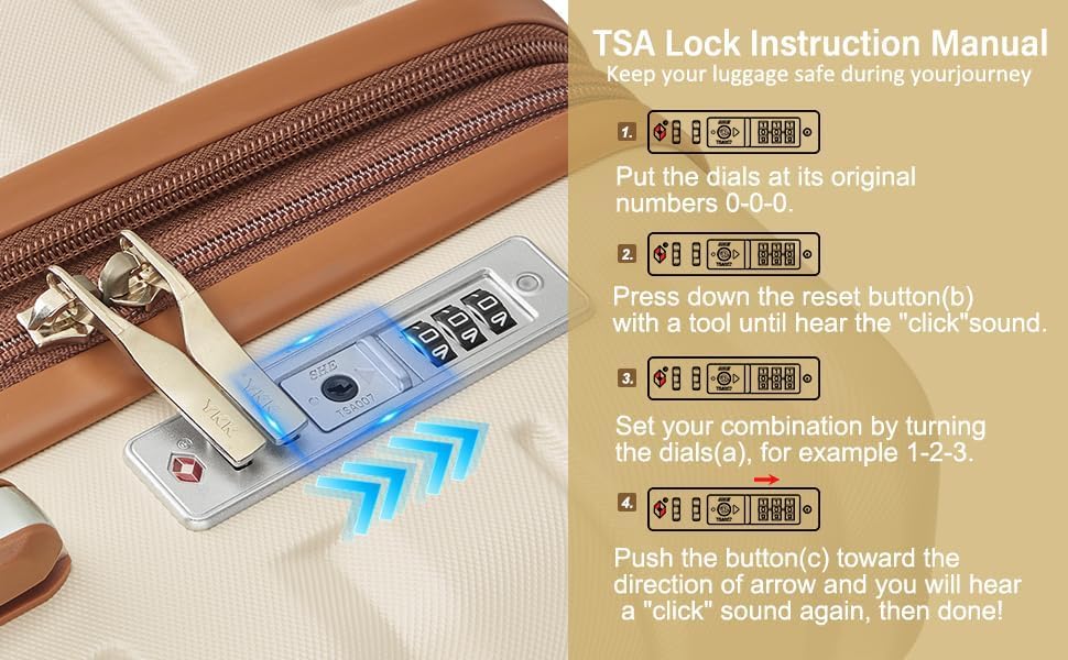 Luggage Sets with TSA Lock Hardside PC+ABS Carry On expandable Suitcase with Spinner Wheels Lightweight Rolling Travel Luggage Sets with YKK Zippers (4 Count)