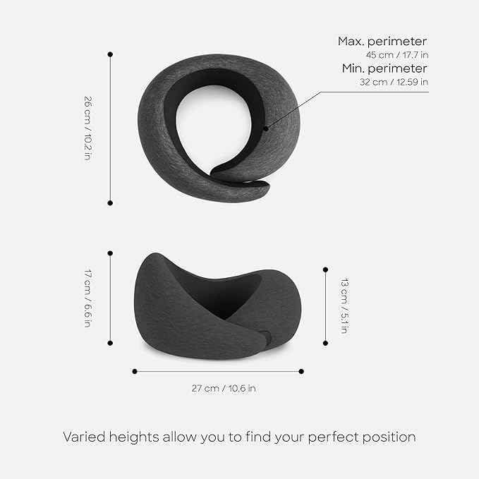 Ostrichpillow Go Neck Pillow, Travel Pillows for Airplanes, Premium Memory Foam Travel Pillow, 360º Ergonomic Design, Asymmetrical Sides, Travel Bag Included, Washable Modal Cover