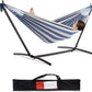 PNAEUT Double Hammocks with Stand for Outside, Portable Space Saving Heavy-Duty Steel Stand for Indoor Outdoor Patio with Carrying Bag, 450 lbs Capacity (Sky)