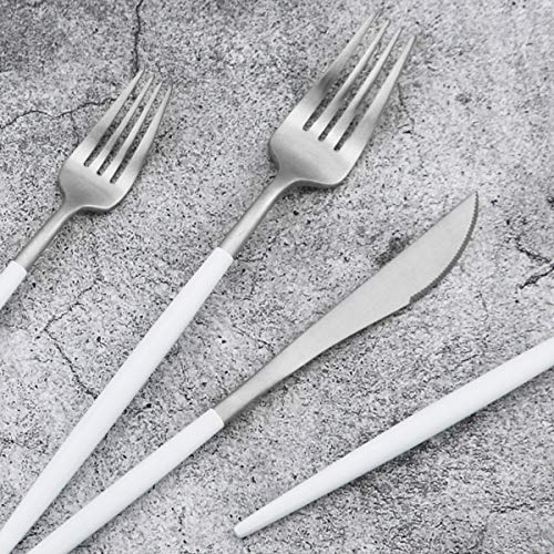 5 Piece Matte Silver Stainless Steel Satin Finish Flatware Set